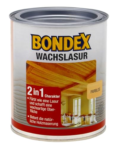 Bondex 352671 Wachslasur farblos 0,75 L für 10,5 m² - Holzwachs betont die natürliche Holzmaserung - wasser- und schmutzabweisende Oberflächen Bondex 352671 Wachslasur farblos 0,75 L für 10,5 m² - Holzwachs betont die natürliche Holzmaserung - wasser- und schmutzabweisende Oberflächen von Bondex