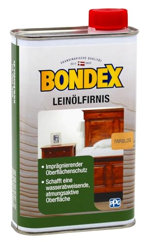 Bondex 352612 Leinölfirnis farblos 0,5 L für 11 m² - Wasserabweisender Schutz - Tiefenschutz und Hartölpflege auf Basis natürlicher Rohstoffe Bondex 352612 Leinölfirnis farblos 0,5 L für 11 m² - Wasserabweisender Schutz - Tiefenschutz und Hartölpflege auf Basis natürlicher Rohstoffe von Bondex
