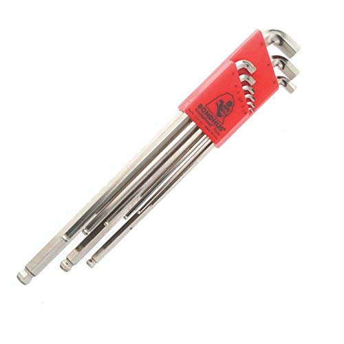 Bondhus 16799 9 Piece Stubby Ball End Tip Hex Key L-Wrench Set with BriteGuard Finish, Long Arm von Bondhus