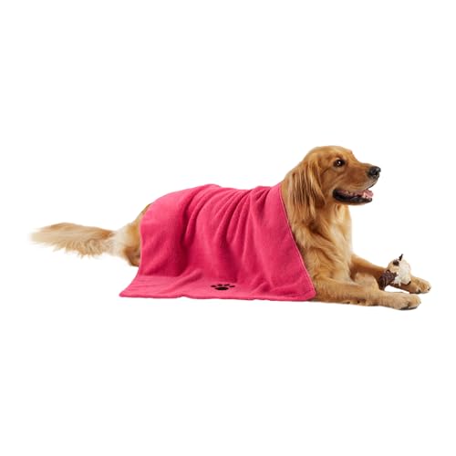 Bone Dry Pet Grooming Towel Collection Absorbent Microfiber X-Large, 41x23.5, Embroidered Raspberry Sorbet von Bone Dry
