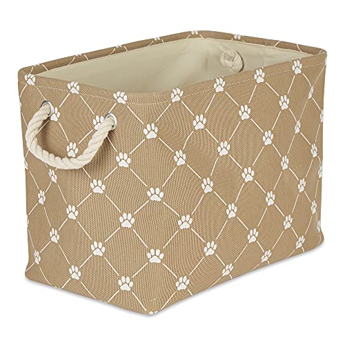 Bone Dry Pet Storage Collection Pfoten-und Knochenaufdruck, 100% Polyester, Rankgitter Taupe, Medium Rectangle, 16x10x12 von Bone Dry