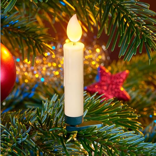 20 kabellose Flammeneffekt LED-Weihnachtsbaumkerzen mit 3D-Flamme in Wachsoptik mit Tropfen | flackernd | 2 farbige real Flame LED | Timer | moderne Weihnachtsbaumbeleuchtung 20 kabellose Flammeneffekt LED-Weihnachtsbaumkerzen mit 3D-Flamme in Wachsoptik mit Tropfen | flackernd | 2 farbige real Flame LED | Timer | moderne Weihnachtsbaumbeleuchtung von Bonetti