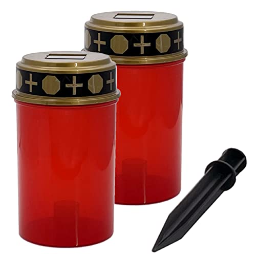 Bonetti 2er Pack Solar Grablicht mit Erdnagel in rot oder weiß mit warm-weißer LED Beleuchtung (rot) von Bonetti