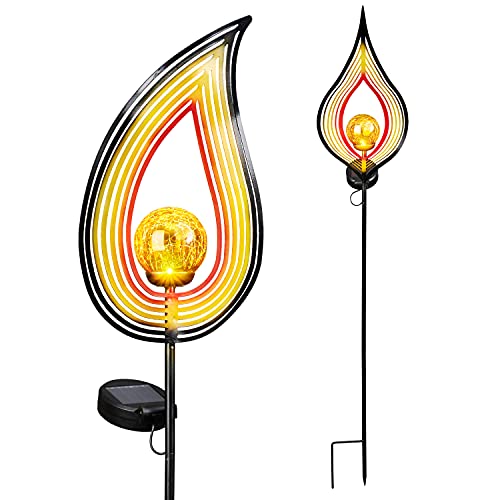 Bonetti 2er Set Solar Gartenstecker im Flammen-Look aus Metall, LED beleuchtet, dekorative Glaskugel von Bonetti