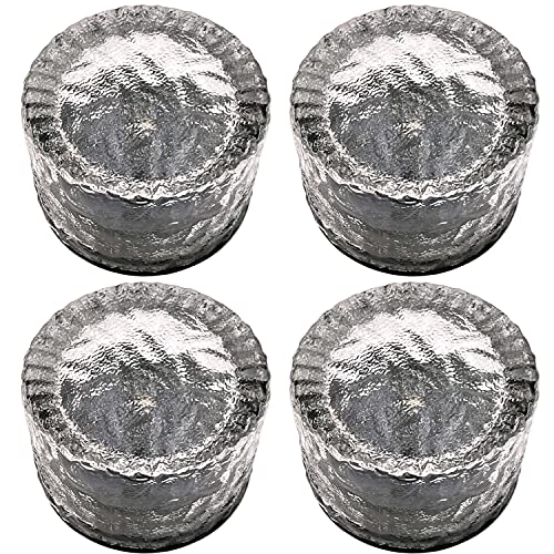 Bonetti 4er Set Solar Glas Stein, Pflasterstein mit Einschaltautomatik | warm-weiß beleuchtet | Deko-Stein mit Licht, kabellos, Einschaltautomatik (rund) von Bonetti