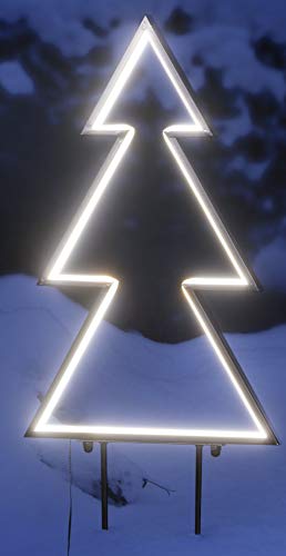 Bonetti Gartenstecker aus Metall mit LED Lichtband in warmweiß beleuchtet, Weihnachtsdeko für Außen, 5m Zuleitung, IP44 Netzstecker (Tanne, 180 LEDs) von Bonetti