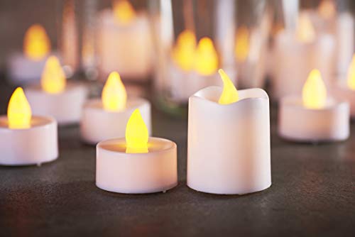 Bonetti LED Kerzen, 16 Stück flammenlose Teelichter mit warm-weißer Beleuchtung, realistische simulierte Flamme (Flackern), inkl. Ersatzbatterien (Kerzenfarbe: weiß) von Bonetti