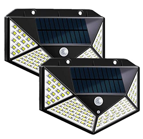 Bonetti Solarlampen für Außen mit Bewegungsmelder und 100 weißen LED | 3 Funktionsmodi | universell einsetzbare kabellose Außenbeleuchtung mit starkem 1.200 mAh Akku (2 Stück) von Bonetti