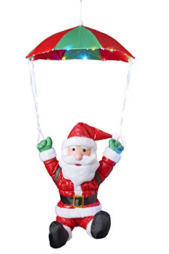 Bonetti Weihnachtsmann am Fallschirm mit 30 bunten LEDs beleuchtet, Fliegender Nikolaus für Innen- und Außen, mit Timer (traditionell - Fallschirm) von Bonetti