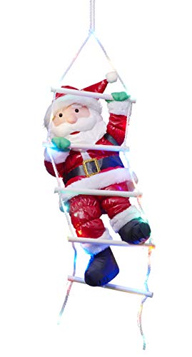 Bonetti Weihnachtsmann auf Strickleiter, die Leiter ist mit 30 bunten LEDs beleuchtet, kletternder Nikolaus für Innen- und Außen (traditionell) von Bonetti
