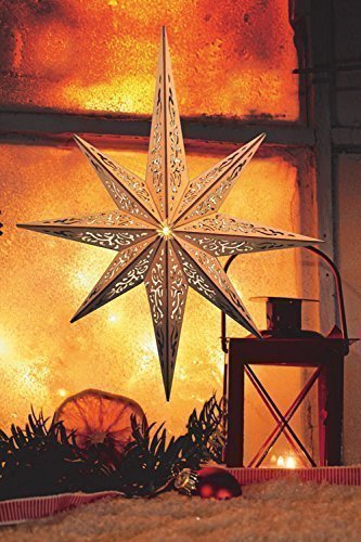 LED Stern aus Holz | mit 10 LED´s beleuchtet | kabellos | inkl. Fernbedienung | 40 cm oder 52 cm | verschiedene Muster | Fensterstern | Holzstern | Weihnachtsdekoration | Adventsstern (52cm Ornamentmuster) von Bonetti