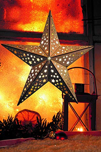 LED Stern aus Holz | mit 10 LED´s beleuchtet | kabellos | inkl. Fernbedienung | 40cm | Fensterstern | Holzstern | Weihnachtsdekoration | Adventsstern (40cm Sternoptik) von Bonetti
