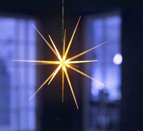 Bonetti LED-Sternleuchte, Acryl-Optik, 14 LEDs, warmweiß oder mit Farbwechsel, 6-Stunden-Timer, batteriebetrieben, mit Aufhängevorrichtung, moderner 3D-Leuchtstern, Weihnachtsstern warmweiß von Bonetti