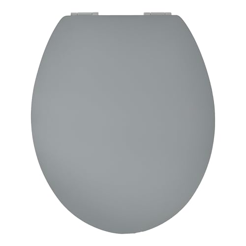 WC Sitz mit Absenkautomatik | Holzkern | stabile Softclose Scharniere | einfache Montage | glatte Oberfläche | Motive zur Auswahl | Holz WC-Deckel universell passend (grau - Soft Touch) von Bonetti