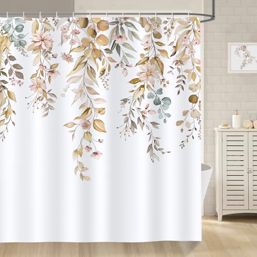 Bonhause Duschvorhang Braun Eukalyptus Herbst Aquarell Pflanze Blumen Duschvorhänge 180 x 180 cm Anti-Schimmel Wasserdicht Polyester Stoff Waschbar Bad Vorhäng für Badzimmer mit 12 Haken Bonhause Duschvorhang Braun Eukalyptus Herbst Aquarell Pflanze Blumen Duschvorhänge 180 x 180 cm Anti-Schimmel Wasserdicht Polyester Stoff Waschbar Bad Vorhäng für Badzimmer mit 12 Haken von Bonhause