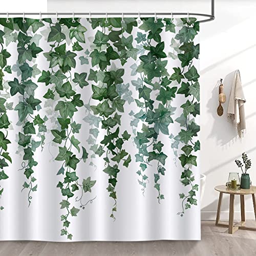 Bonhause Duschvorhang Efeu Blätter Grüne Pflanze Duschvorhänge 180 x 180 cm Anti-Schimmel Wasserdicht Polyester Stoff Waschbar Bad Vorhäng für Badzimmer mit 12 Haken von Bonhause