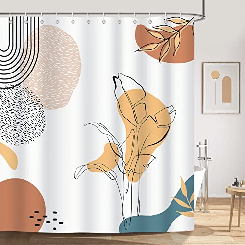 Bonhause Duschvorhang Boho Moderne Abstrakt Kunst Mid Century Duschvorhänge 180 x 200 cm Anti-Schimmel Wasserdicht Polyester Stoff Waschbar Bad Vorhäng für Badzimmer mit 12 Haken von Bonhause