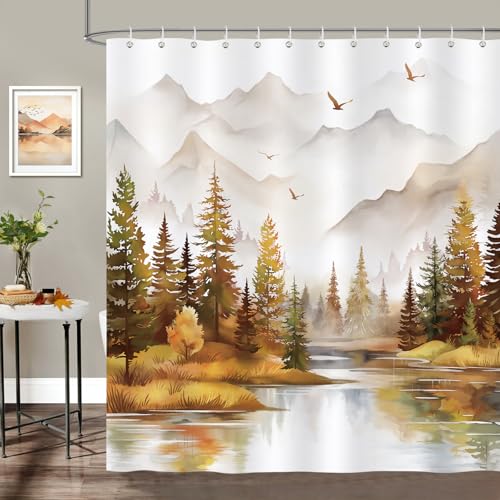 Bonhause Duschvorhang Nebliger Wald Aquarell Baum Berg Natur Orange Duschvorhänge 180 x 180 cm Anti-Schimmel Wasserdicht Polyester Stoff Waschbar Bad Vorhäng für Badzimmer mit 12 Haken Bonhause Duschvorhang Nebliger Wald Aquarell Baum Berg Natur Orange Duschvorhänge 180 x 180 cm Anti-Schimmel Wasserdicht Polyester Stoff Waschbar Bad Vorhäng für Badzimmer mit 12 Haken von Bonhause