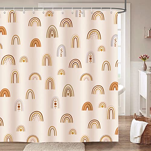 Bonhause Duschvorhang Regenbogen Boho Abstrakt Mädchen Duschvorhänge 180 x 180 cm Anti-Schimmel Wasserdicht Polyester Stoff Waschbar Bad Vorhäng für Badzimmer mit 12 Haken von Bonhause