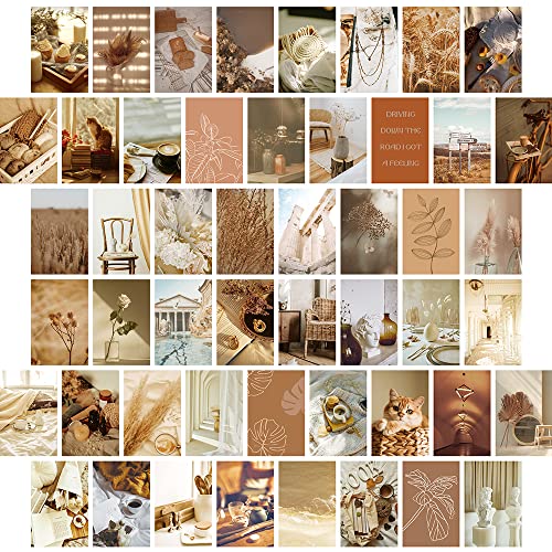 50 Pieces Brown Wall College Kit aesthetic room decor poster aesthetic for Teen Girls Photo Wall Art Print for Bedroom Indie Room Decor Vsco Poster 10 x 15 cm von Bonhera