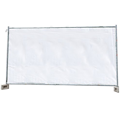 Boni-Shop 1,76 x 3,41m Bauzaunplane Sichtschutzplane Zaunblende Sichtschutz Bauzaun Sichtblende Schutz (Weiss) von Boni-Shop