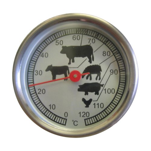 Boni-Shop Edelstahl Thermometer 0-120° C Temperatur räuchern Räucherofen von Boni-Shop