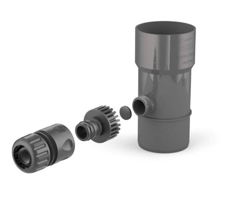 Boni-Shop Regenwassertank Regensammler 90mm, Fallrohr, graphit, mit Anschluss-Set von Boni-Shop