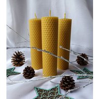 3 X 100% Reines Bienenwachs Stumpenkerzen, Umweltfreundliche Kerzen, Handgerollte Bienenwachskerzen | Größe 16cm/4cm, Ungiftige Kerzen von BoniVela