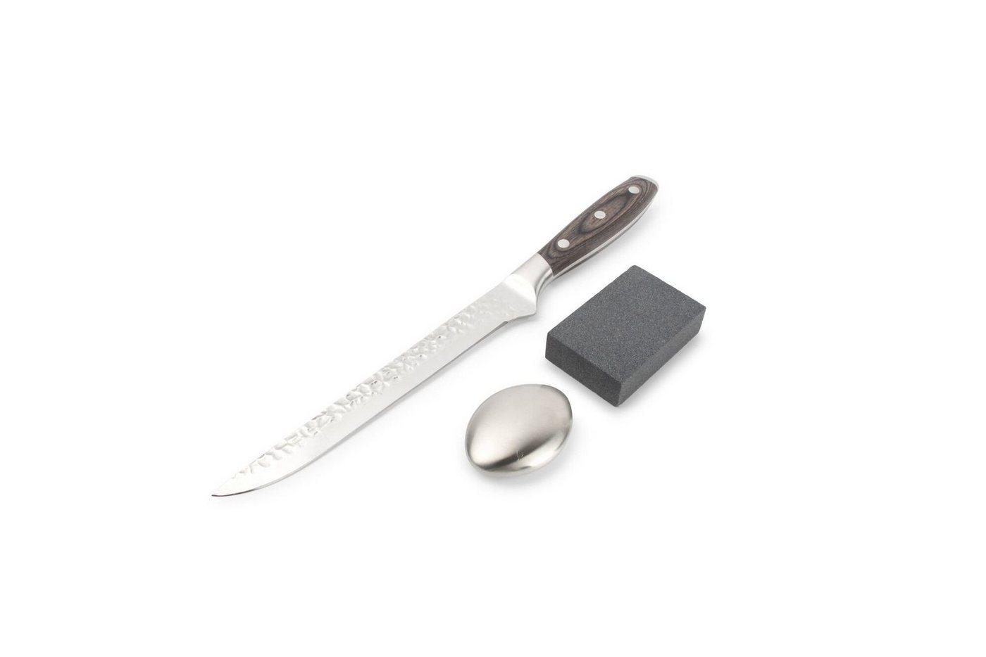 Asphald Allzweckmesser Messer mit Holzgriff & Schleifstein Geruchsentferner Geschenkbox, gehämmerten Struktur von Asphald