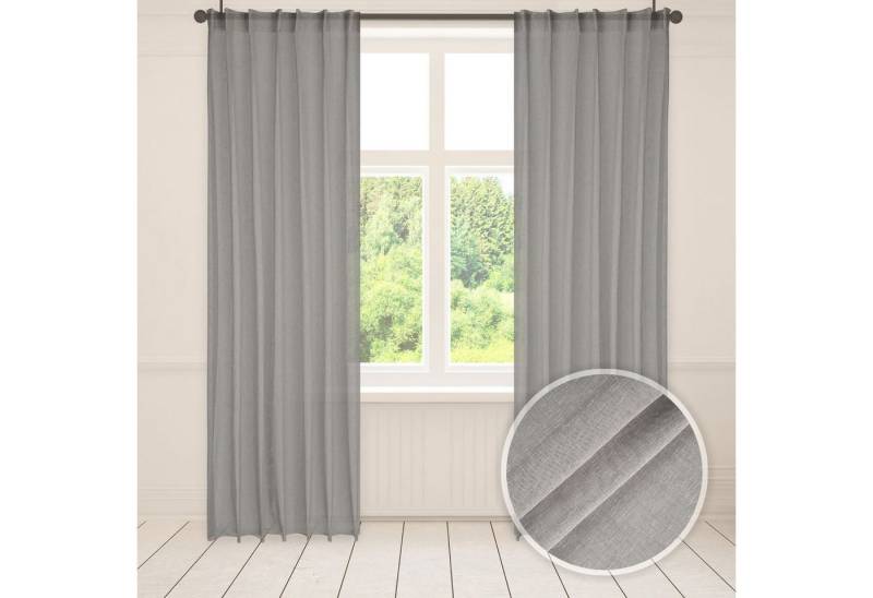 Asphald Gardine Gardinen auf Maß grau - taupe Webware 1er Faltenband 1:2,5, Faltenband (1 St), St.Br 200cm f.Breite 80cm von Asphald