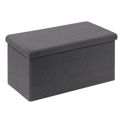 Bonlife Sitzbank mit Stauraum, Faltbare Sitzbank, Samt Fußhocker Truhen Aufbewahrungsbox mit Deckel, Grau, 80 x 40 x 40 cm Bonlife Sitzbank mit Stauraum, Faltbare Sitzbank, Samt Fußhocker Truhen Aufbewahrungsbox mit Deckel, Grau, 80 x 40 x 40 cm von Bonlife
