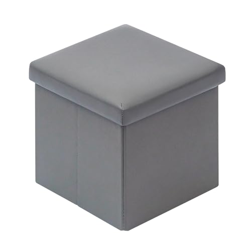 Bonlife Sitzhocker Mit Stauraum Sitzbank Faltbar Buecher Aufbewahrungsbox Klein Sitz Box Faltbox mit Deckel Grau 30x30x30cm von Bonlife