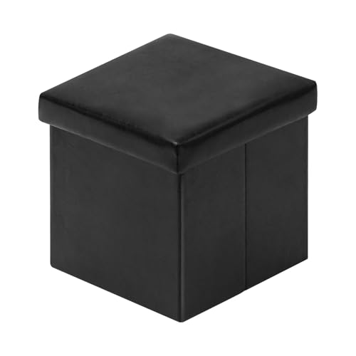 Bonlife Sitzhocker Mit Stauraum Sitzbank Faltbar Buecher Aufbewahrungsbox Klein Sitz Box Faltbox mit Deckel Schwarz 30x30x30cm von Bonlife