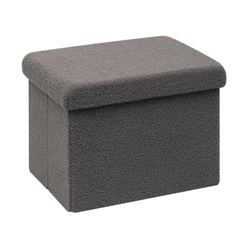 Bonlife Sitzhocker Sitzwürfel mit Stauraum, Faltbare Sitzwürfel mit Deckel, Samt Fußbank Truhen Aufbewahrungsbox, Grau, 42x32x32cm von Bonlife