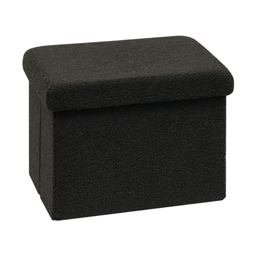 Bonlife Sitzhocker Sitzwürfel mit Stauraum, Faltbare Sitzwürfel mit Deckel, Samt Fußbank Truhen Aufbewahrungsbox, Schwarz, 42x32x32cm von Bonlife