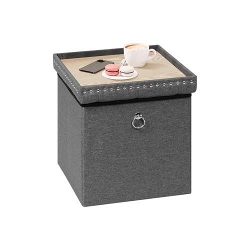 Bonlife Sitzhocker mit Stauraum，klappbare Sitztruhe, Aufbewahrungsbox, Fußbank, Quadratisch, für Flur, Wohnzimmer und Schlafzimmer, Grau, 40x40x40cm von Bonlife