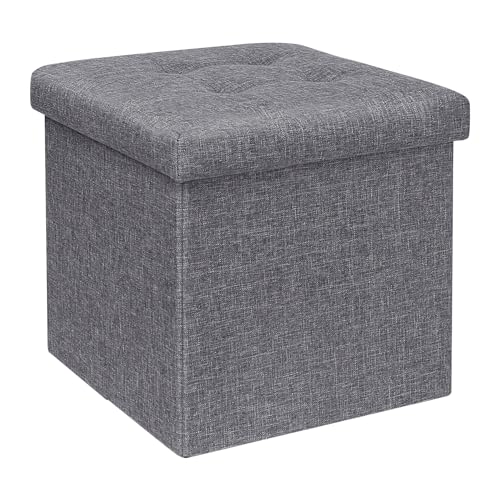 Bonlife Sitzhocker mit Stauraum Sitzbank Faltbar Truhe Aufbewahrungsbox Pouf Hocker Bett Organizer Sitzwürfel aus PVC 32 X 32 X 32 cm (Grau-1) von Bonlife