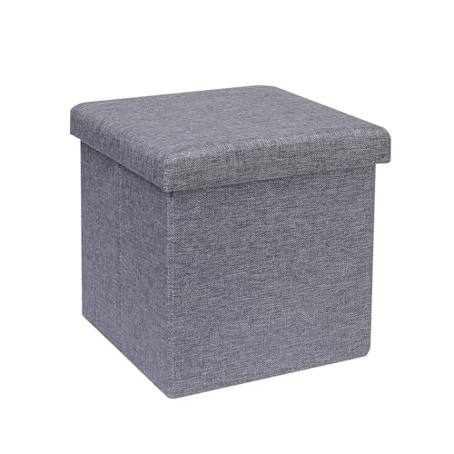 Bonlife Sitztruhe mit Stauraum Couch Hocker Kinder Aufbewahrungsbox Grau Faltbare Truhe Fusshocker Gepolstert Sitzbox mit Deckel 30x30x30cm von Bonlife