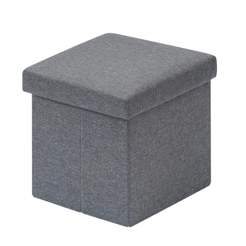 Bonlife Sitztruhe mit Stauraum Couch Hocker Kinder Aufbewahrungsbox Grau Faltbare Truhe Fusshocker Gepolstert Sitzbox mit Deckel 30x30x30cm von Bonlife