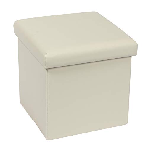 Bonlife Weiß Pouf Hocker Kiste mit Deckel Sitztruhe Schlafzimmer Möbel Faltbare Truhe Aufbewahrung Maximale Belastung 150kg 30x30x30cm von Bonlife