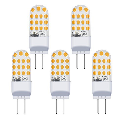 Bonlux 3.5W G6.35 LED Glühbirne GY6.35 AC/DC 12V Warmweiß 3000K 360 ° Abstrahlwinkel Ersetzen 35W Halogenlampe für Unterschrank Schreibtischlampe Beleuchtung Nicht Dimmbar (5-Stück) von Bonlux