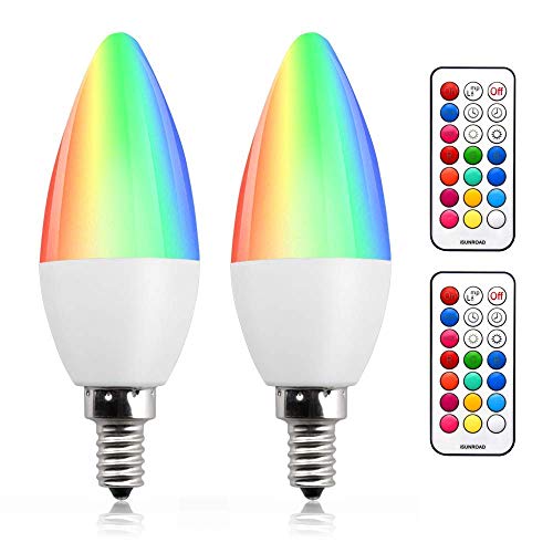 Bonlux 3W E14 RGB Dimmbare Kerze LED Glühbirne Farbwechsel RGB+Warmweiß 12 Farben Speicherfunktion und Timer RGBW E14 Kleine Schraubkerzenlampe für Zuhause/Dekoration/Party/KTV (2 Stück) von Bonlux