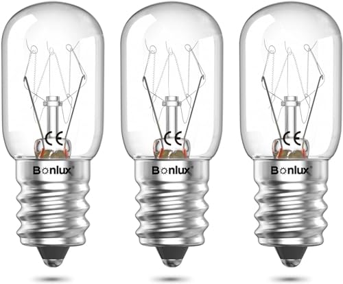 Bonlux Backofenlampe E14 300 Grad Ofenlampe 25W Kühlschrank Glühbirne Dimmbar Salzlampe Birne T22 Himalaya Salzkristall Glühbirne, SES Scentsy LED Ersatz Glühbirne, 220-240V, Warmweiß 2700K, 3 Stück von Bonlux