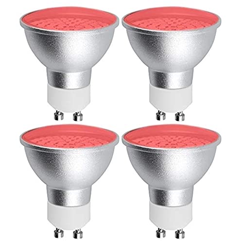 Bonlux GU10 Rot LED Lampe, 5W GU10 Rot Gefärbtes Spotlicht AC 220-240V 120 Grad Strahlwinkel 50W MR16 GU10 rot Halogenersatz für Wandwaschanlagen Lampen Landschaftsbeleuchtung, 4 Stück von Bonlux