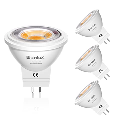 Bonlux GU4 MR11 LED 12V Lampen, 3W Spot Strahler Warmweiß 3000K Spotlicht Ersetzt 35W Reflektorlamp Glühlampe 350lm Punktbeleuchtung 38° Abstrahlwinkel (4 Stück) von Bonlux