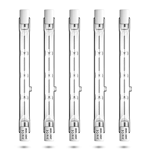 Bonlux Halogen R7S 118mm 100W dimmbar, J118 Halogenlampen R7s Halogen Flutlicht 118mm Länge Halogenstab Warmweiß 2800K, 5er-Pack von Bonlux