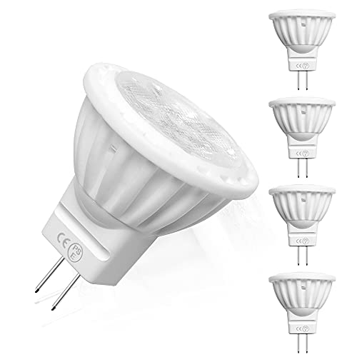 Bonlux MR11 LED Birne GU4 4W AC/DC 12V Reflektor Leuchtmittel 120 Grad Kaltweiß 6000K led Stiftsockellampe nicht Dimmbar Ersatz für 35W Halogenlampen(4-Stück) von Bonlux