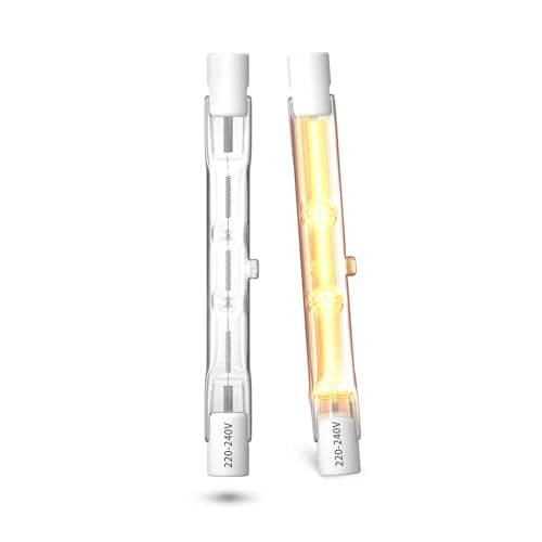 Bonlux R7S 78mm Halogenlampe 48W 230V, R7S Halogenstab 78mm Halogenbirne R7s Dimmbar Halogen Warmweiß 2800K J78 T3 Linear Halogen Leuchtmittel für Landschaftsleuchten und Stehleuchte, 2 Stück von Bonlux