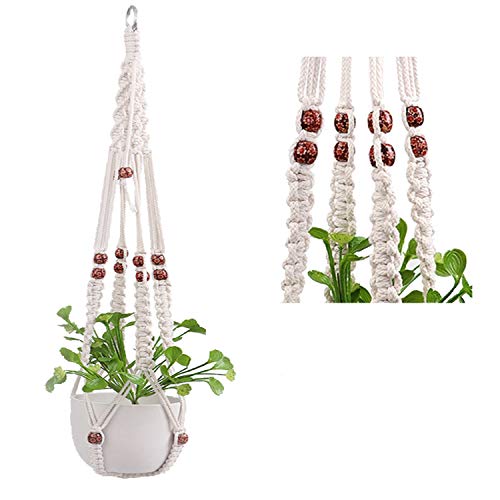 1x Premium Makramee Blumenampel 90cm Innen Außen Garten Blumentopf Halter Macrame Hängepflanzen Topf Balkondekoration Lounge Deco Blumen Ampel Balkon Wandbehang Boho Pflanzenhänger Pflanzenampel von Bonn Design