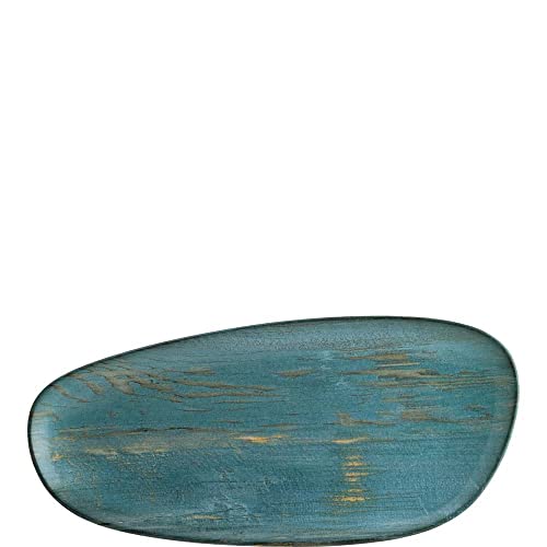 2x Bonna Madera Mint Vago Platte oval 36cm 2,5cm hoch Türkis Blau Braun Porzellan MDRMTVAO36DT Servierplatten Speiseteller Essteller Geschirr von Bonna